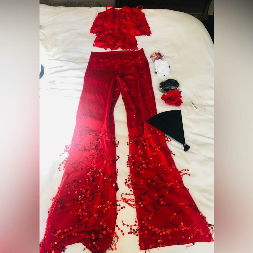 Salsa Dancer Costume Complete Set With Props Halloween Party Size Small Sexy